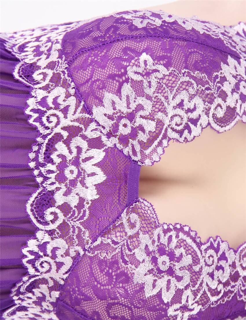 Purple Floral Halter Plus Size Babydoll - Image 5