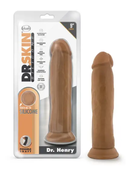 Dr. Skin Silicone Dr. Henry Realistic 9 in. Posable Dildo