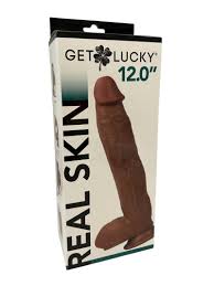 Get Lucky Real Skin Dildo 12in with Balls
