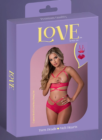 Love Mesh Cupless Bra & Crotchless Panty Set
